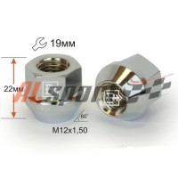 Гайка колесная 12x1.5 x25 ключ 19 конус Открытая