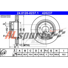Диск тормозной задний  BMW 1 (F20) (F21)/3 (F30) (F31) 10-